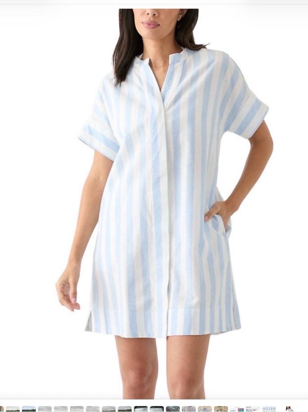Crown and Ivy Blue and White Striped Popover Dress OR Swim Cover Up